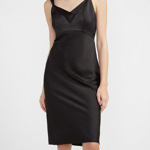 NWT-Satin V-Neck Midi Slip Dress